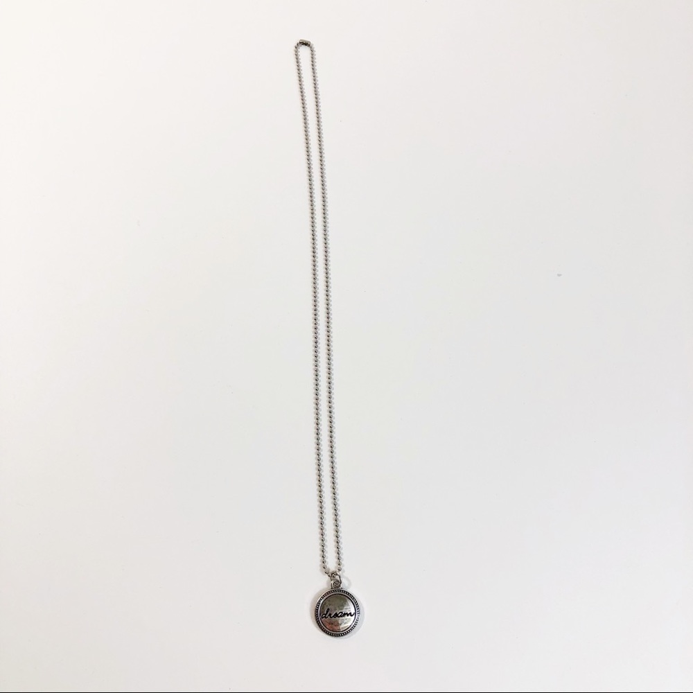 Dream Button Pendant Silver Necklace New - Picture 2 of 5